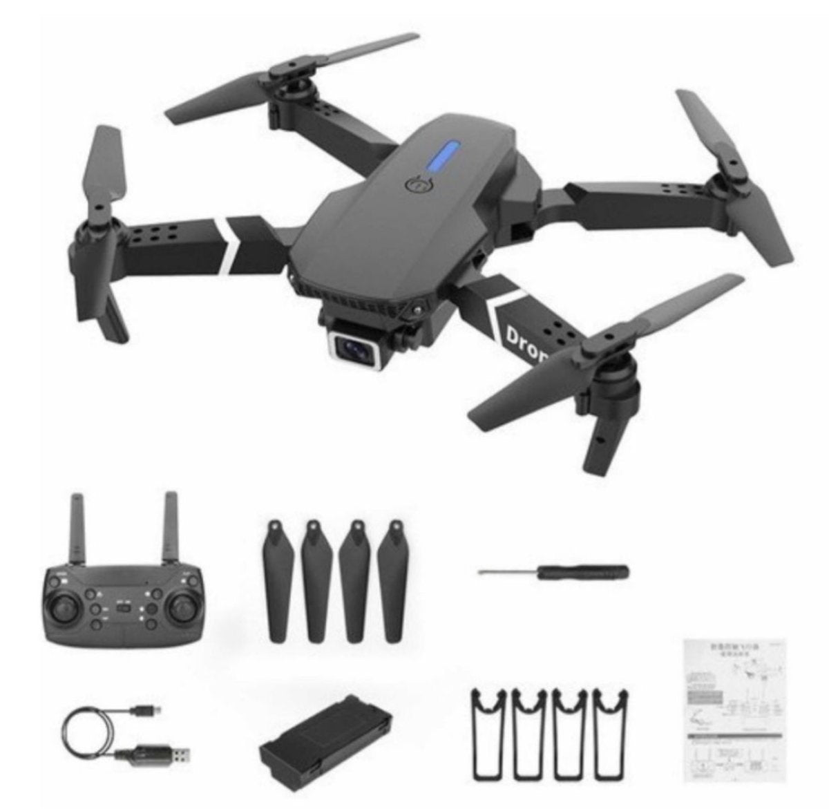 SkyVision™ – Drone E99D con Cámara 4K y Luces LED