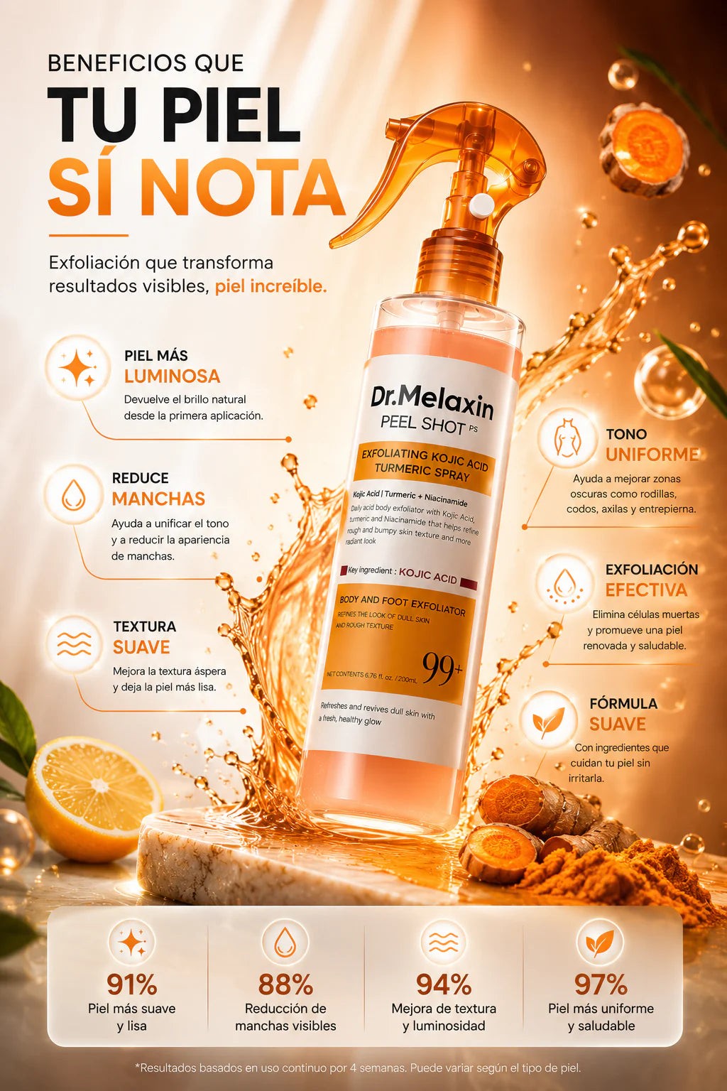 Compra 1 y Llévate 2 - Dr. Melaxin Peel Shot™ Exfoliante Corporal Kojic + Cúrcuma