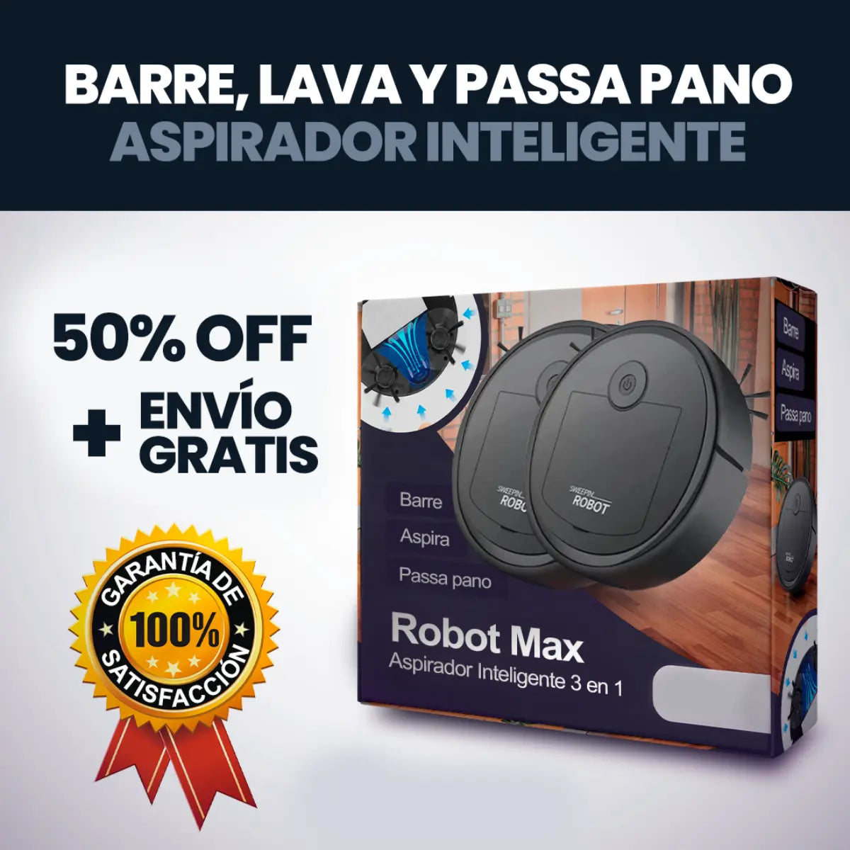 Compre 1 Llévate 2 - Robot Aspirador Inteligente 3 en 1 MaxClean [ÚLTIMAS UNIDADES]