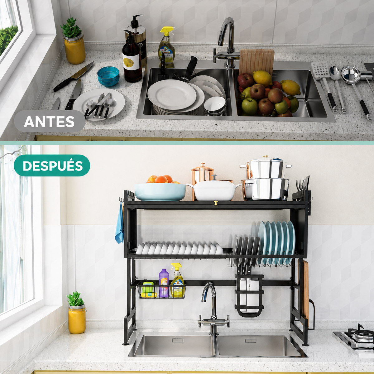 Escurridor Doble Nivel Con Puertas™ + 5 Paños Mágicos de Regalo [ÚLTIMAS UNIDADES]