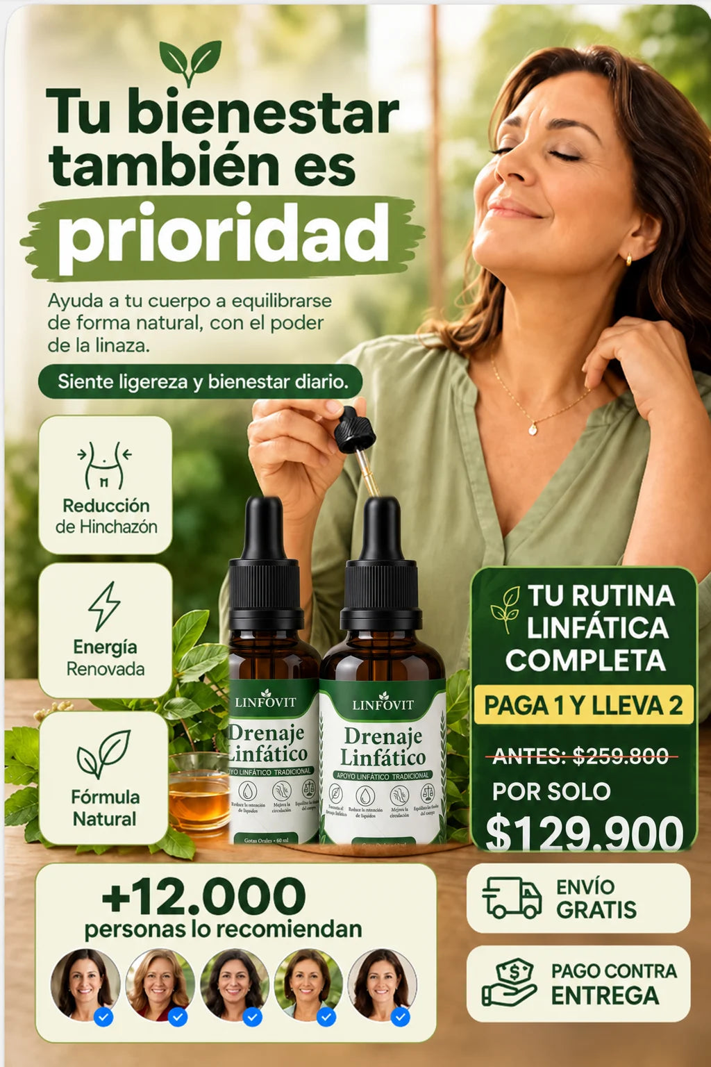 Compra 1 y Llévate 2 - Gotas de Drenaje Linfático LINFOVIT™ 60 ml
