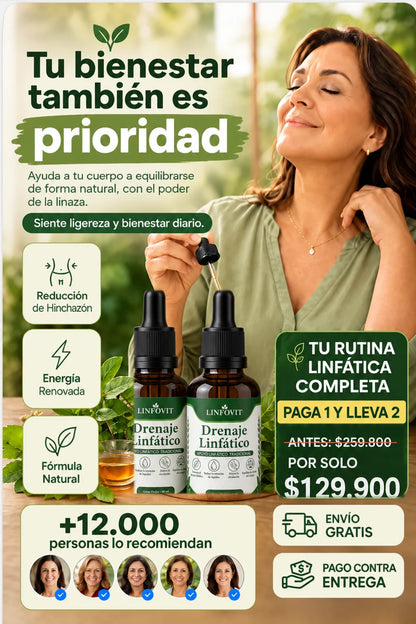 Compra 1 y Llévate 2 - Gotas de Drenaje Linfático LINFOVIT™ 60 ml