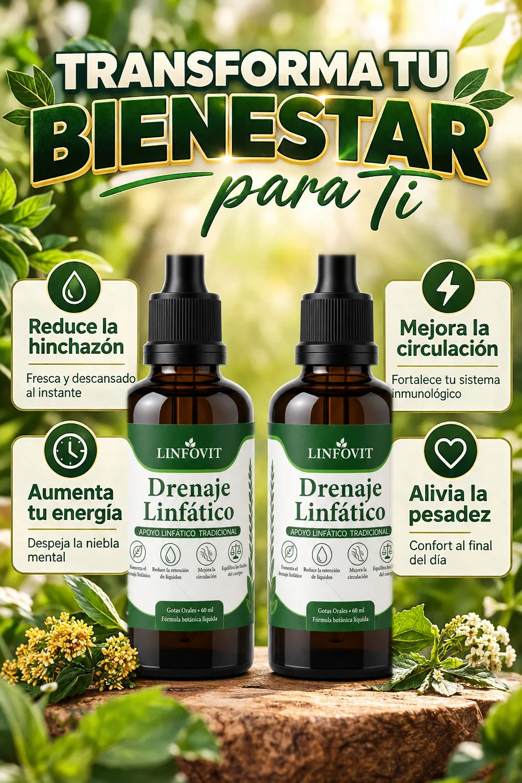 Compra 1 y Llévate 2 - Gotas de Drenaje Linfático LINFOVIT™ 60 ml