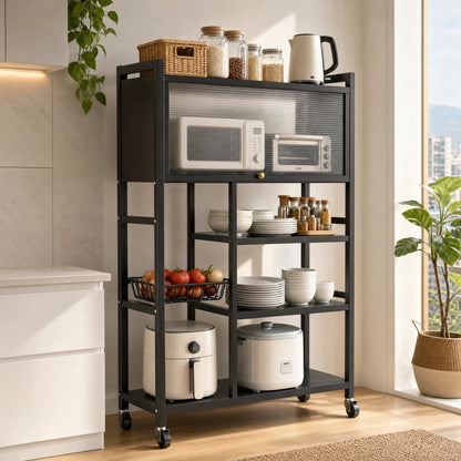Mueble organizador metálico de cocina OrganiChef PRO con microondas y freidora