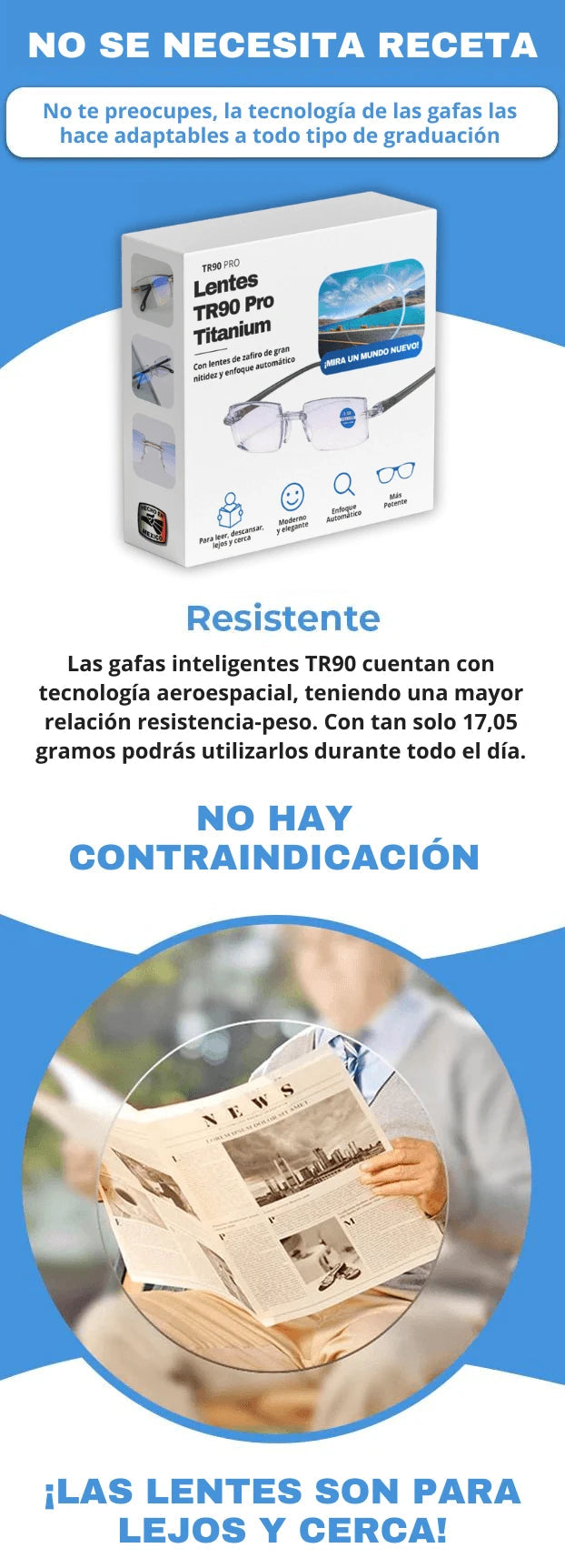 No se necesita receta: lentes que se adaptan a todo tipo de graduación